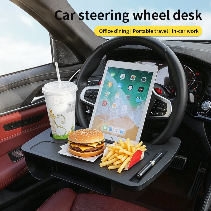Laptop Accessories Table - 2-in-1 Auto-Lenkrad-Tisch, Multifunktionaler Laptop-Arbeitstisch, Getränkehalter für