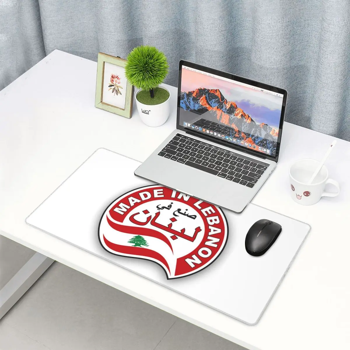Laptop Accessories Lebanon - Großes Mauspad, Libanon, Aquarell, Libanon-Flagge, libanesische
